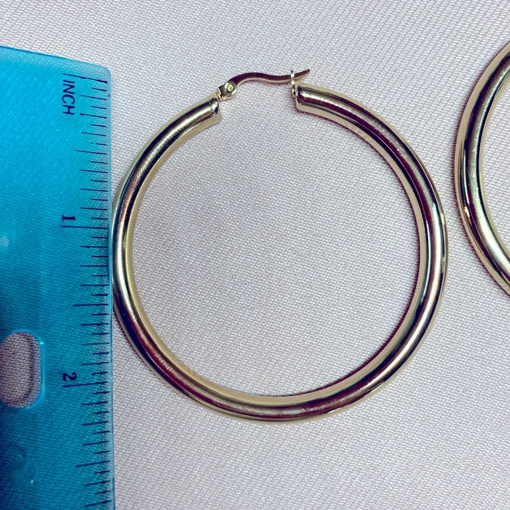 🌟 Silver Stainless Steel Big Hoop Earrings